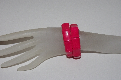 +MBAAC #01-9377  "Set Of 2 Fancy Dyed DK Pink Howlite Gemstone Stretch Bracelets"