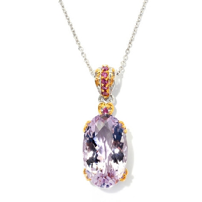 +#MBA -132-678   "22.24 CTW Checkerboard Cut Pink Amethyst  Rhodolite Pendant With 18" Chain"