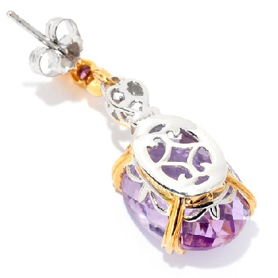 +MBA #132-679  "15.84 CTW Checkerboard Cut Pink Amethyst Earrings"