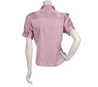 +MBACF #598-0082  "Dialogue Stretch Silk Satin Polka Dot Blouse