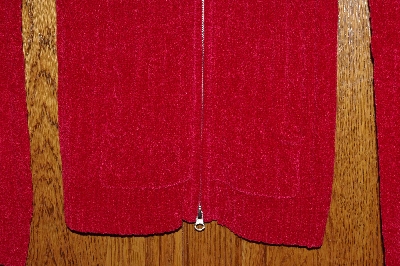+MBACF #598-0035 "Boston Proper Red Zip Front Chanille Cardigan"