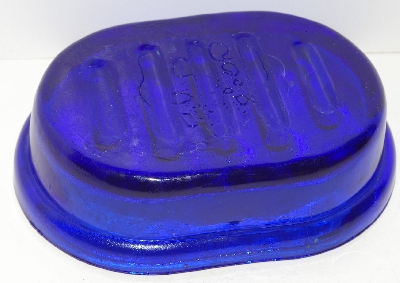 +MBAJ #502-0095  "1990's Blue Glass Soap Dish"