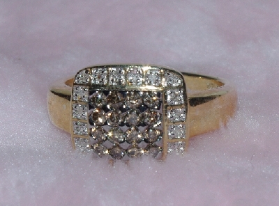 +Lamps II #0126 "14K Yellow Gold Chocolate & White Diamond Ring"