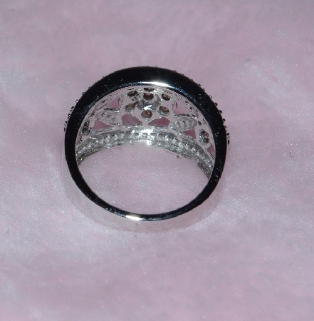 +Lamps II #0136  "14K White Gold Champagne & White Diamond Center Flower Ring"