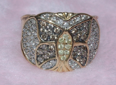 +Lamps II #0112  "14K Yellow Gold Chocolate, White & Yellow Diamond Butterfly Ring"