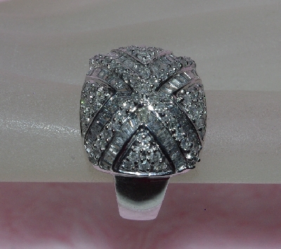 +Lamps II #0207 14K White Gold Dome Style X Diamond Ring"