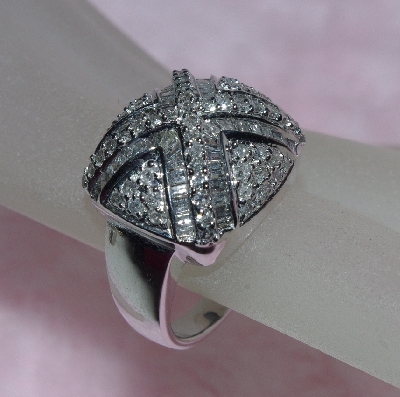 +Lamps II #0207 14K White Gold Dome Style X Diamond Ring"