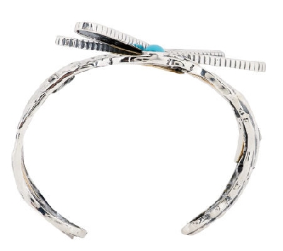 +MBA #1616-0198   "Fritz Casuse Bold Dragonfly Multi-Gemstone Sterlying/Brass Cuff Bracelet"
