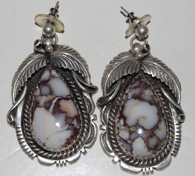 +MBA #1616-0240  "Robert Kelly Sterling Set Crazy Horse Gemstone Earrings"