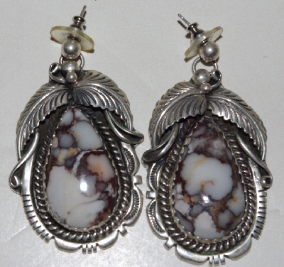 +MBA #1616-0240  "Robert Kelly Sterling Set Crazy Horse Gemstone Earrings"