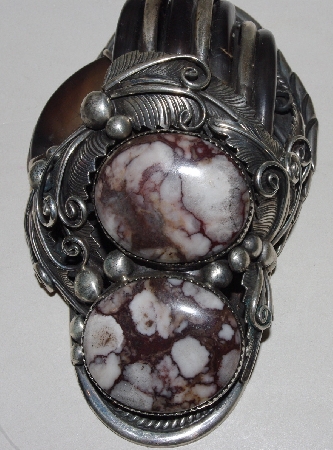 +MBA #1616-260  "M. Tsosie Signed Fancy Sterling Crazy Horse Bear Claw Large Pendant"