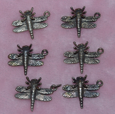 +MBA #1616-0027  "Set Of 6 Sterling Dragonfly Pendant/Charms"