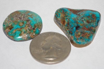 +MBA #1818-0156  "Set Of 2 Cut & Polished Turquoise Stones"