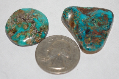 +MBA #1818-0156  "Set Of 2 Cut & Polished Turquoise Stones"