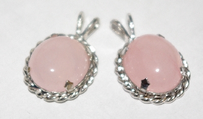 +MBA #1818-0203  "Set Of 2 Sterling Rose Quartz Pendants"
