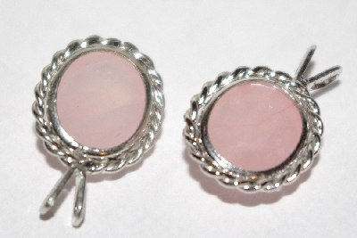 +MBA #1818-0203  "Set Of 2 Sterling Rose Quartz Pendants"