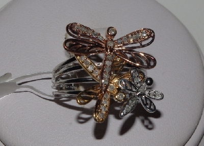 +MBA #J404-00015  "Tri Color Dragonfly Diamond Ring"