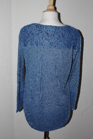+MBA #2525-0016  "Set Of 2 One World Knit Lace Mixed Media Long Sleve Hi-Lo Print Top"