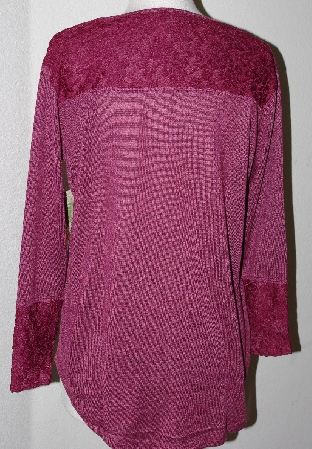 +MBA #2525-0016  "Set Of 2 One World Knit Lace Mixed Media Long Sleve Hi-Lo Print Top"