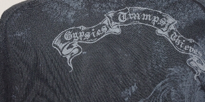 +MBA #2929-384  "Cher Gypsies, Tramps & Thieves Charcoal Embroidered T Shiet"