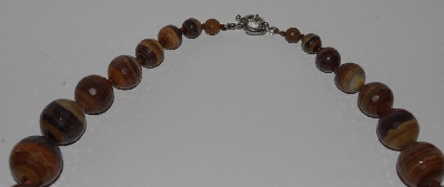 +MBA #2929-505   "Large Faceted Tiger Iron Bead Necklace"