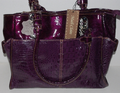 +MBA #3232-148   "Madi Claire "Scarlet" Croco Embossed Leather Double Handled Large Tote Bag With Matching Coin Purse"