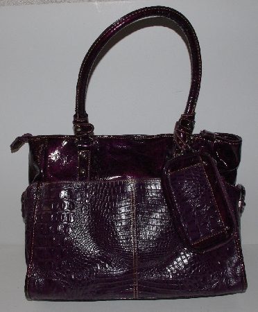 +MBA #3232-148   "Madi Claire "Scarlet" Croco Embossed Leather Double Handled Large Tote Bag With Matching Coin Purse"