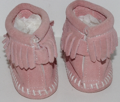 +MBA #3131-268  "Little Girls Pink Suede Minnetonka Moccasins"