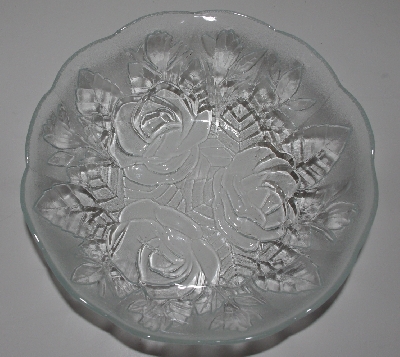 +MBA #3333-0006   "1980's Set Of 5  Pasari Glass Liva Rose Embossed  Soup Bowls"