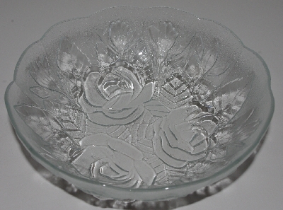 +MBA #3333-0006   "1980's Set Of 5  Pasari Glass Liva Rose Embossed  Soup Bowls"