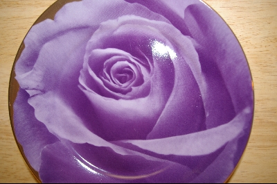 +MBA #4-106  Set Of 4 Purple Rose Desert Plates