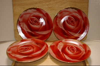 +MBA #4-130    "Set Of 4 Red Rose Desert Plates