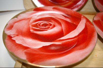 +MBA #4-130    "Set Of 4 Red Rose Desert Plates