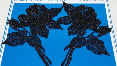 +MBA #3535-317   "Set Of 6 Black Lace Rose Appliques"
