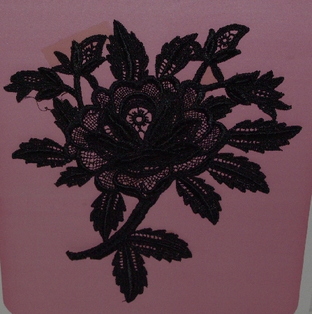 +MBA #3535-325   "1988 Set Of 2 Fancy Black Lace Rose Appliques"