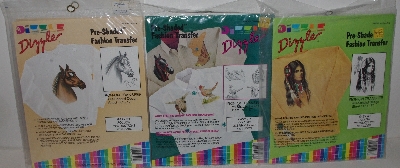 +MBA #3535-0006  "1990 & 1991 Set Of 8 Dizzle Pre-Shaded Iron On Western Themed Transfers"