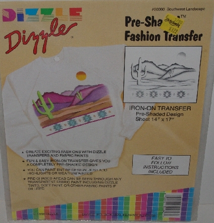 +MBA #3535-0006  "1990 & 1991 Set Of 8 Dizzle Pre-Shaded Iron On Western Themed Transfers"