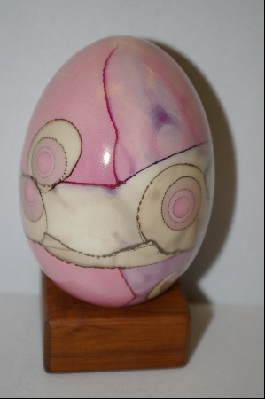 +MBA #9-059  1987 Hand Signed Pink & White Porceline Egg