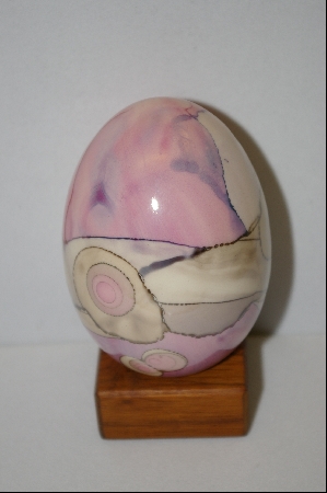 +MBA #9-059  1987 Hand Signed Pink & White Porceline Egg