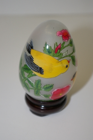 +MBA #10-208  1994 Asian Reverse Hand Painted Yellow Bird Egg