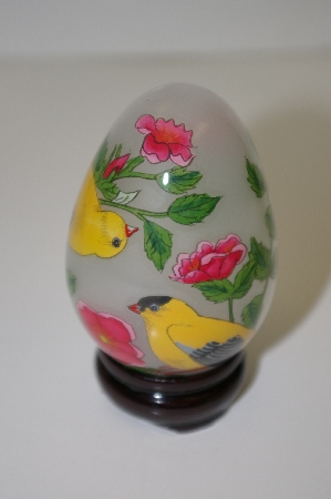 +MBA #10-208  1994 Asian Reverse Hand Painted Yellow Bird Egg