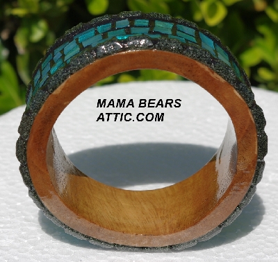 +MBA #5556-409  "Iridescent Blue Stained Glass Bangle Bracelet"