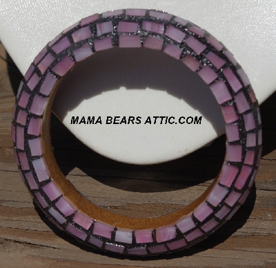 +MBA #5556-240  "Rose Quartz Pink Stained Glass Bangle Bracelet"
