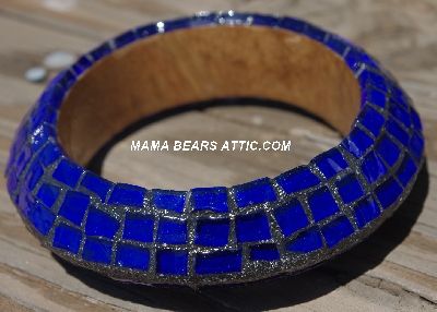 +MBA #5556-244  "Dark Blue Stained Glass Bangle Bracelet"