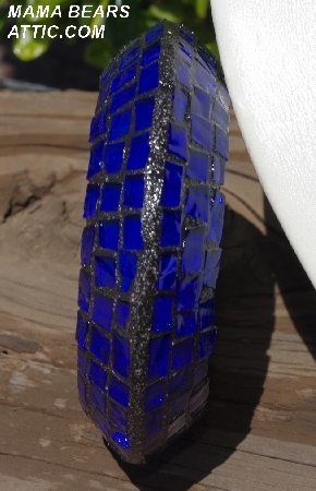 +MBA #5556-244  "Dark Blue Stained Glass Bangle Bracelet"