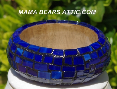 +MBA #5556-229  "Dark Blue Stained Glass Bangle Bracelet"