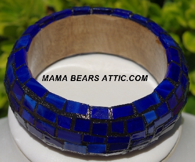 +MBA #5556-229  "Dark Blue Stained Glass Bangle Bracelet"