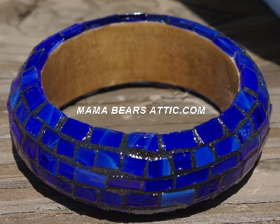 +MBA #5556-229  "Dark Blue Stained Glass Bangle Bracelet"