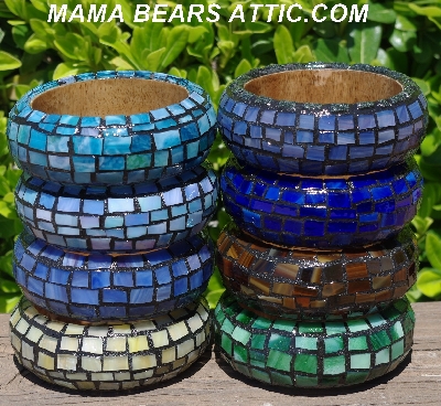 +MBA #5556-229  "Dark Blue Stained Glass Bangle Bracelet"