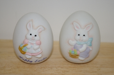 +MBA #10-064  Set Of 2 1989 Bone China Boy & Girl Easter Eggs